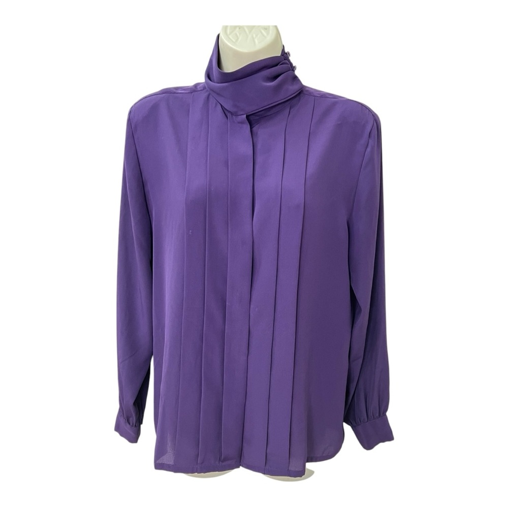 La Chine Classic by Galinda Wang Purple High Neckline Dressy Blouse Vintage